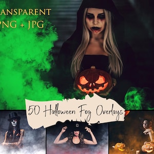 50 Spooky fog overlays, Halloween overlays, smoke and fog overlays PNG + JPG