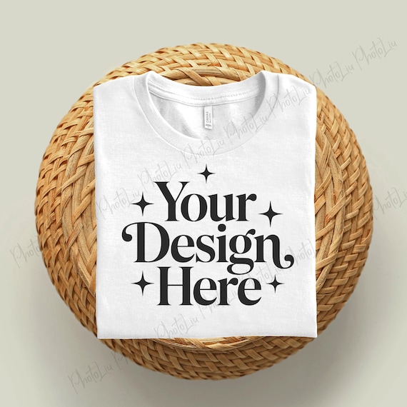 Bella Canvas 3001 Mockup, Boho Flat Lay Tshirt Mock-up, White Tshirt Mock-up