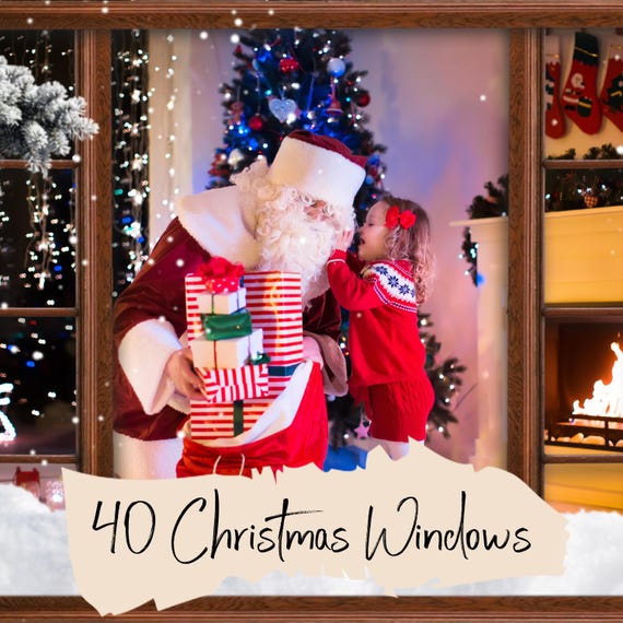 35 Christmas new year window set overlays