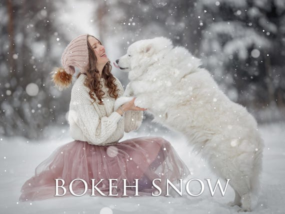 50 Bokeh Snow overlays, snow light overlays, falling snow overlays, transparent snow