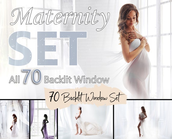 SET white curtain digital backdrop,  pregnant photography, ALL 70  Backlit Window in store