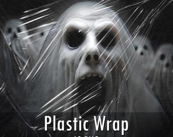 60 Halloween Plastic Wrap Photo Overlays, Photoshop Effects, Transparent PNG