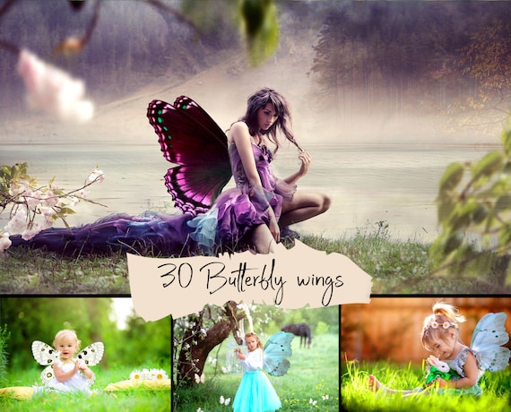 30 Butterfly wings overlays