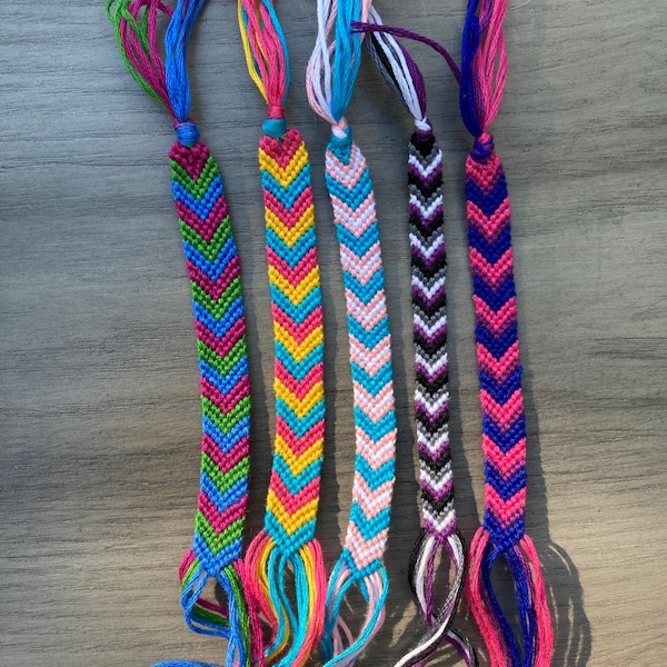 LGBTQ+ Pride Friendship Bracelet - chevron anklet string pride gay bisexual asexual transgender polysexual asexual pansexual