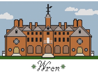 Wren Building Simple Cross Stitch Pattern - William and Mary - Colonial Williamsburg, Virginia