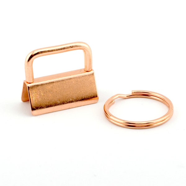 Key Fob Hardware With Split Ring - Rose Gold - 1" (25 mm)