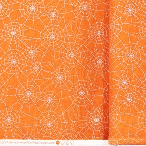 Spider Web Fabric - Orange - Halloween Fabric - Bad to the Bone - Riley Blake Designs - Fabric by the Yard - Quilting Cotton Fabric
