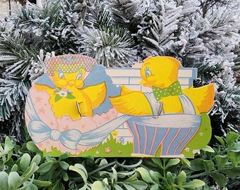 Vintage Easter Chicks Candy Container, Easter, Tab and Slot cardboard box