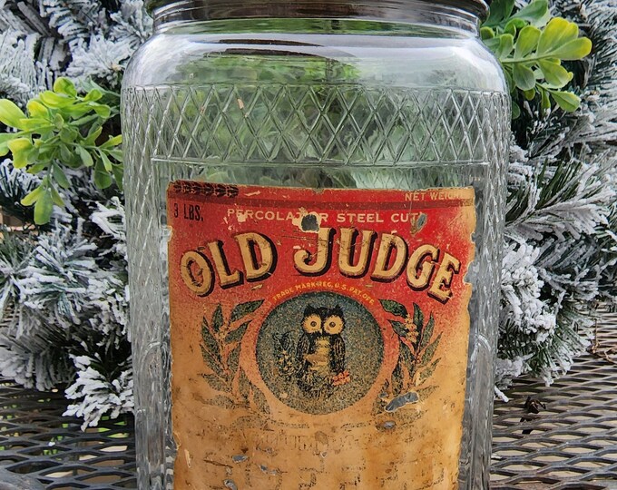 Vintage Old Judge Coffee Jar, Original Lable and Lid 3 Lbs Etsy