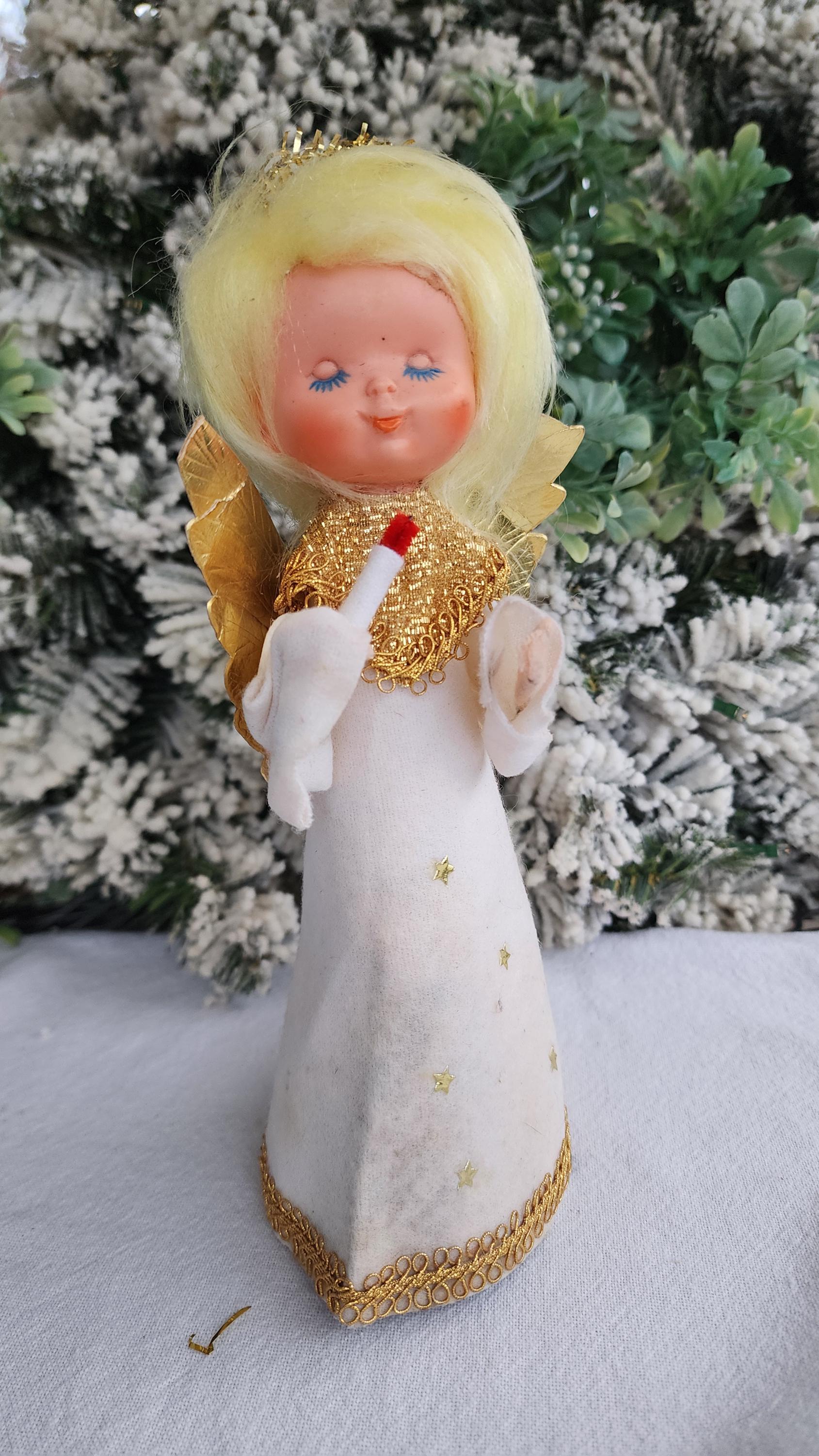 Vintage Christmas Angel Tree Topper, Gold/white Japan - Etsy