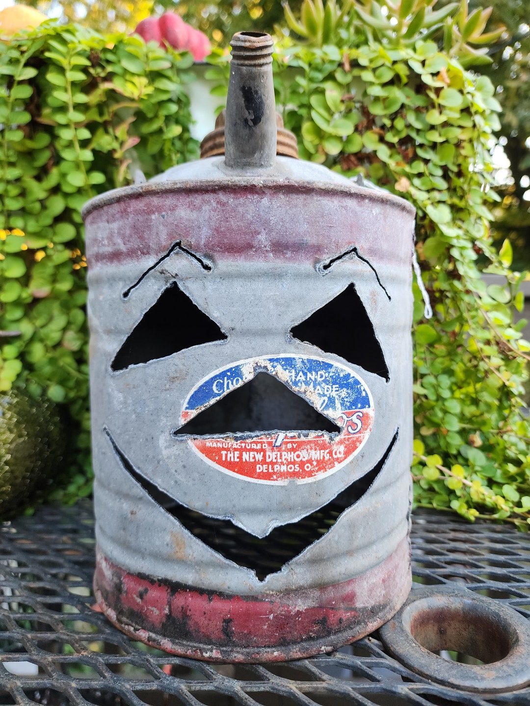 Vintage Gas Can Jack O Lantern Halloween Luminary Etsy