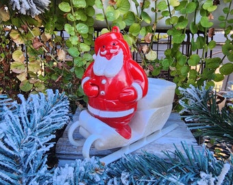 Vintage Christmas Santa with Sled Candy Container, celluloid