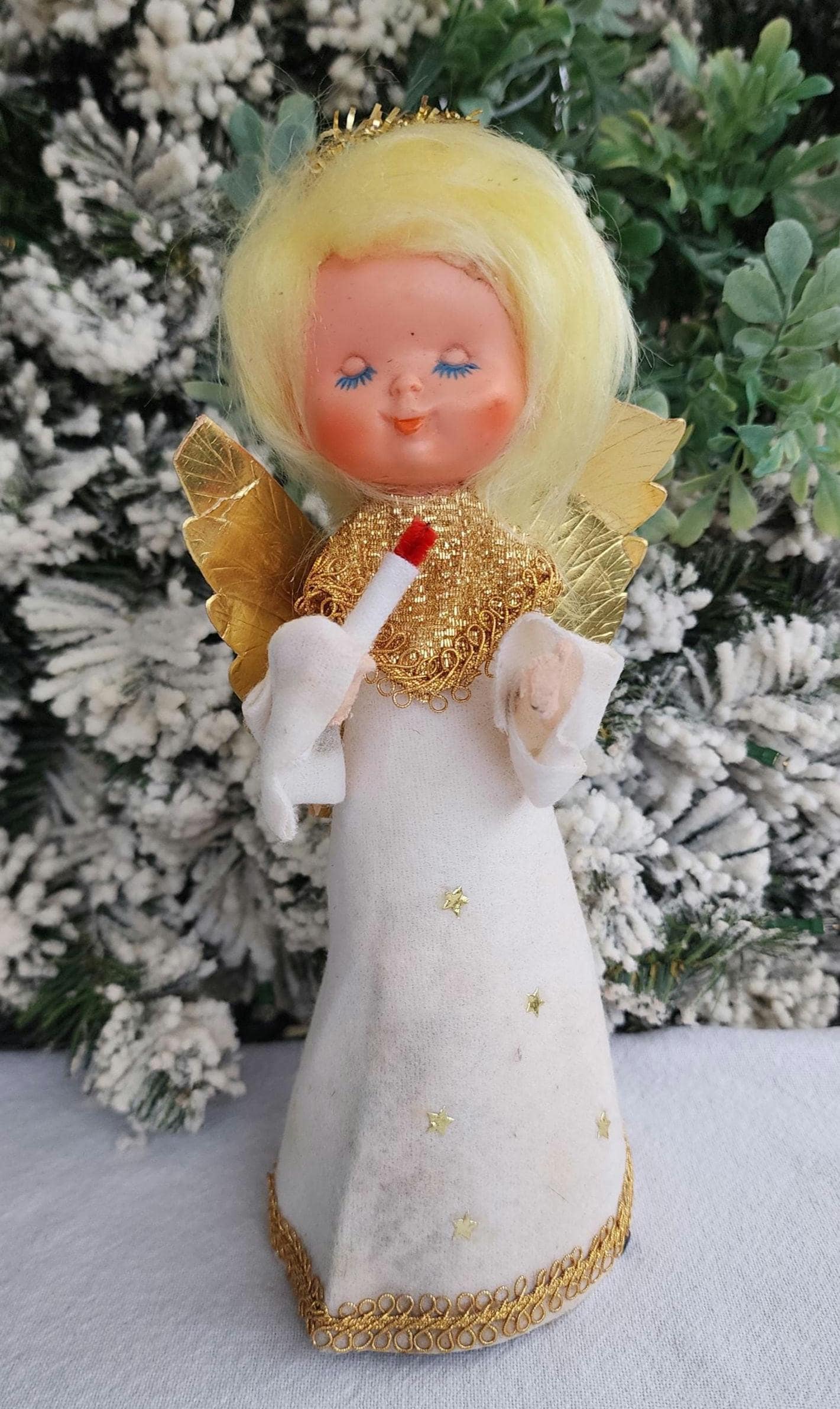 Vintage Christmas Angel Tree Topper, Gold/white Japan - Etsy