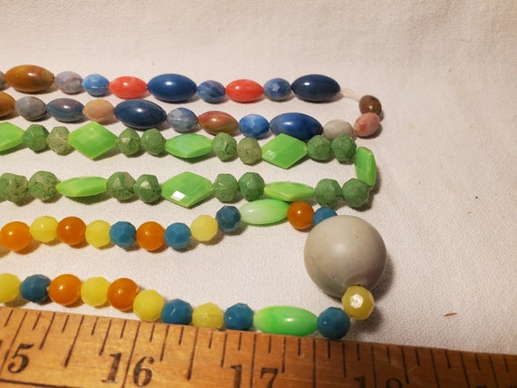 Vintage set of 3 Mardi Gras Necklaces, multi-colo… - image 5