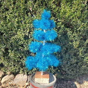 Handmade Tinsel Tree, Aqua Blue,  4 row, home decor