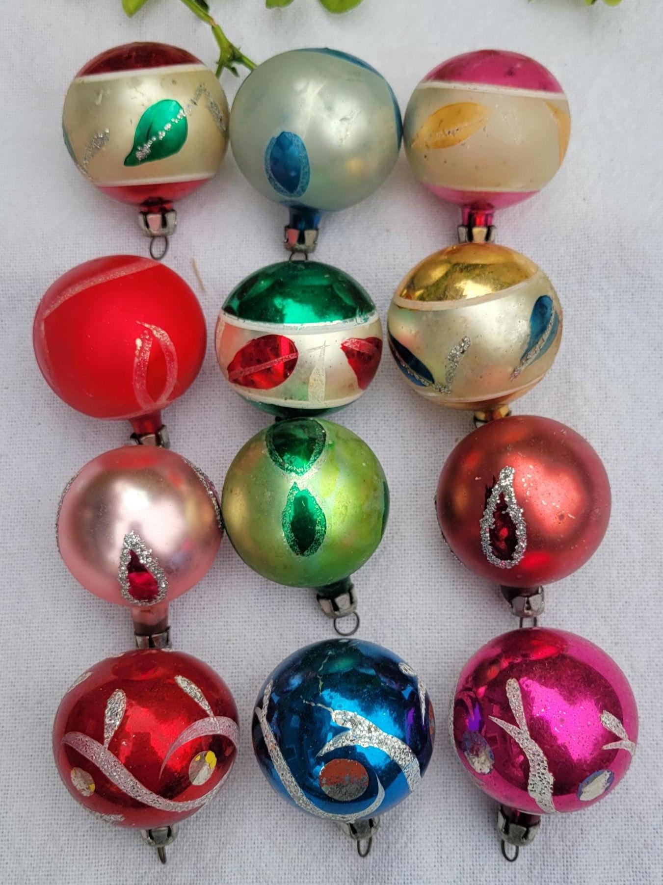 Vintage Christmas Ornaments, Box Set of 12, Multi-color, 1