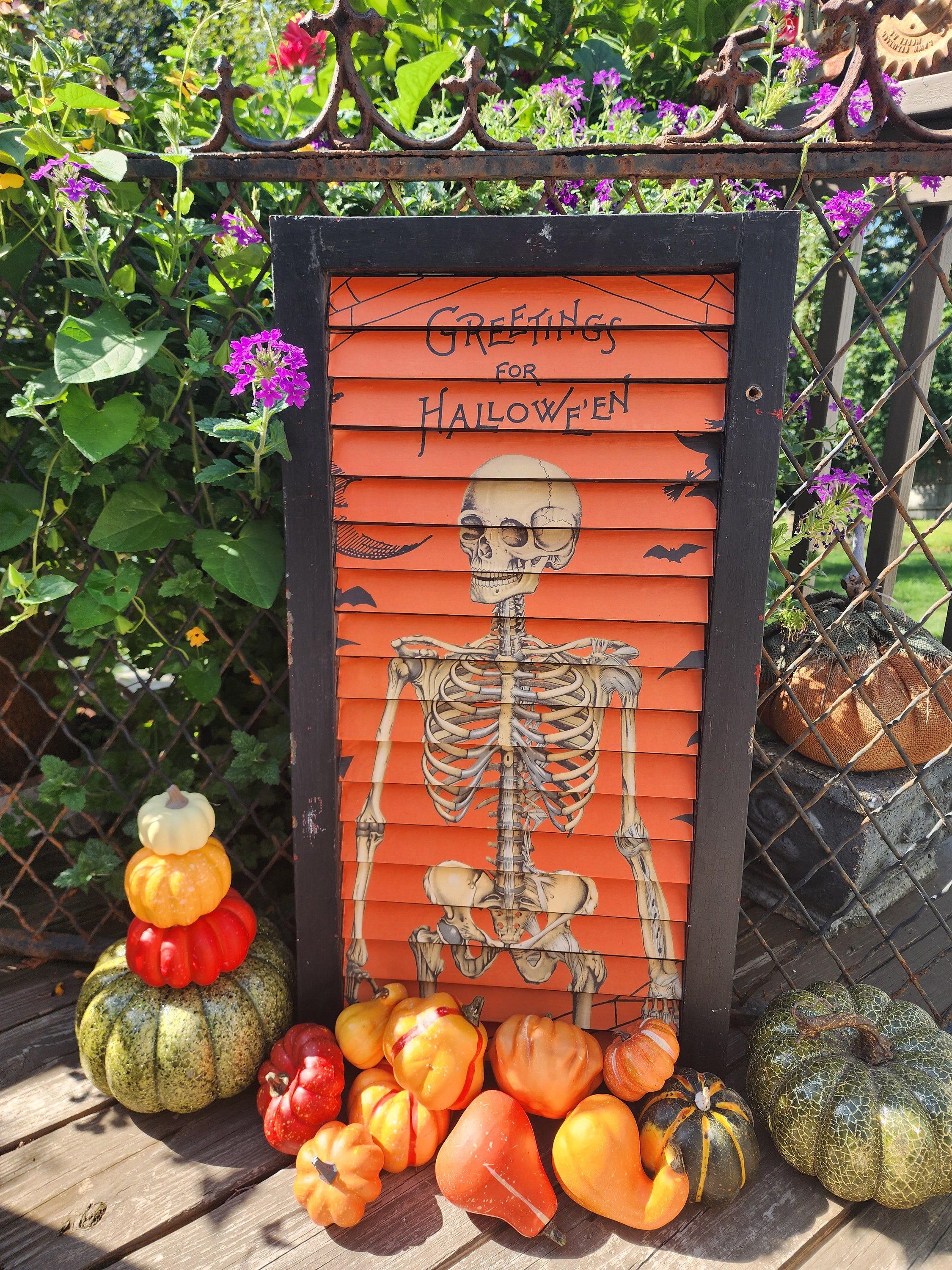 Greeter Wall Repurposed Farmhouse Shutter Wall Hanging, Black Shutter, Halloween ...