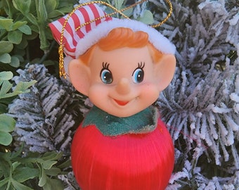 Vintage Christmas Elf Silk Ball Ornament