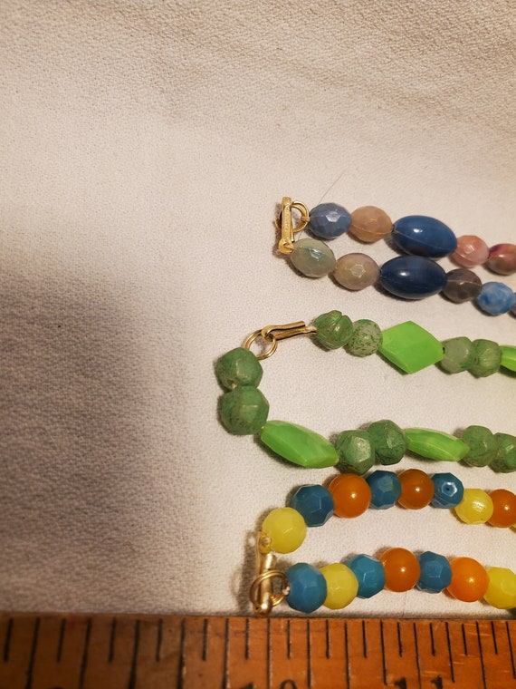 Vintage set of 3 Mardi Gras Necklaces, multi-colo… - image 6