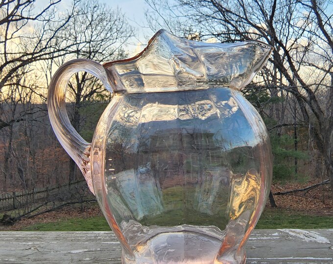 Vintage Pitcher Pink Depression Glass Queen Mary Pattern Etsy