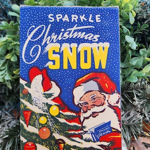 Vintage Christmas Box of Santa Claus Mica Snow Flakes, USA