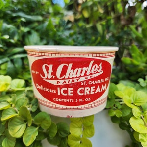 Vintage St. Charles Dairy Co Ice Cream Cup Container, Missouri, individual size, 5 oz.