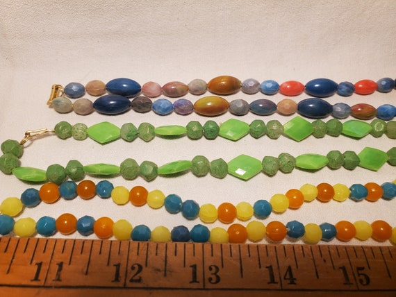 Vintage set of 3 Mardi Gras Necklaces, multi-colo… - image 4