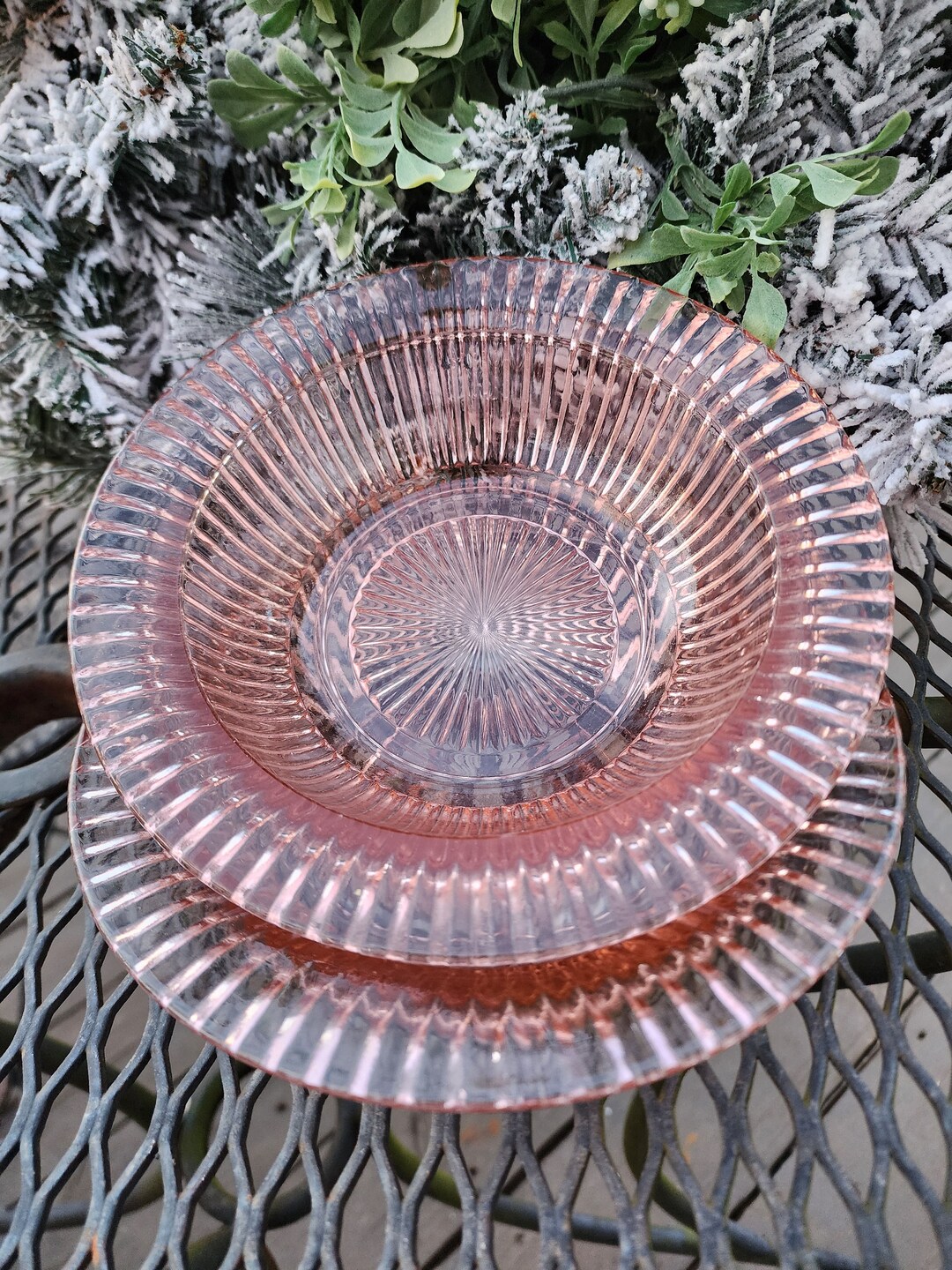 Vintage Glass Bowls, Pink Depression Glass, Queen Mary Pattern, Set of
