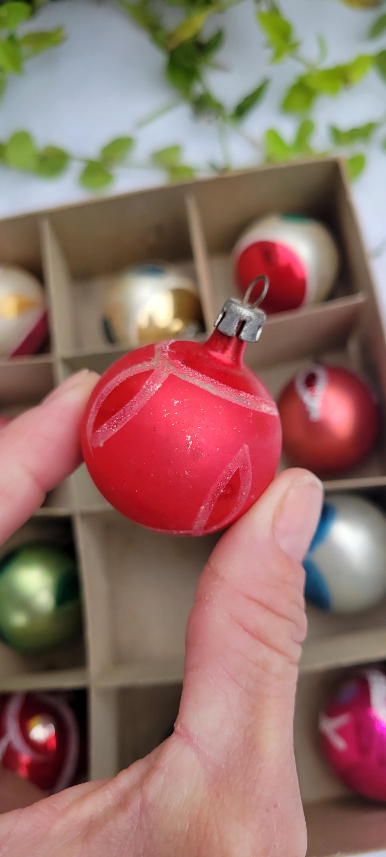 Vintage Christmas Ornaments, Box Set of 12, Multi-color, 1