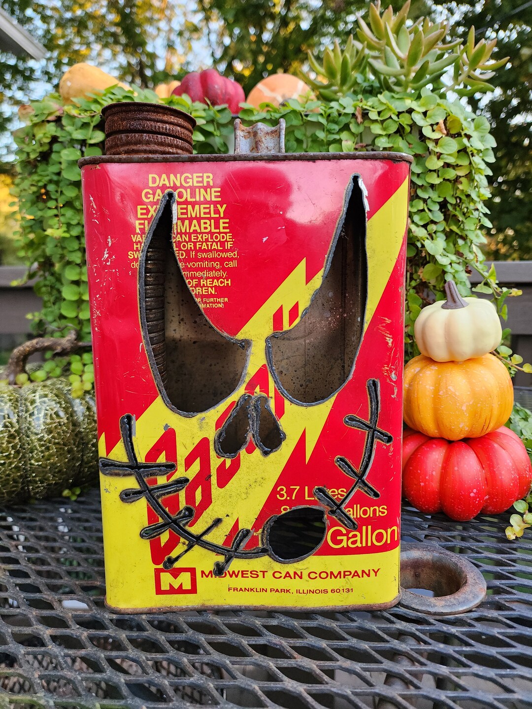 Vintage Gas Can Jack O Lantern Halloween Etsy