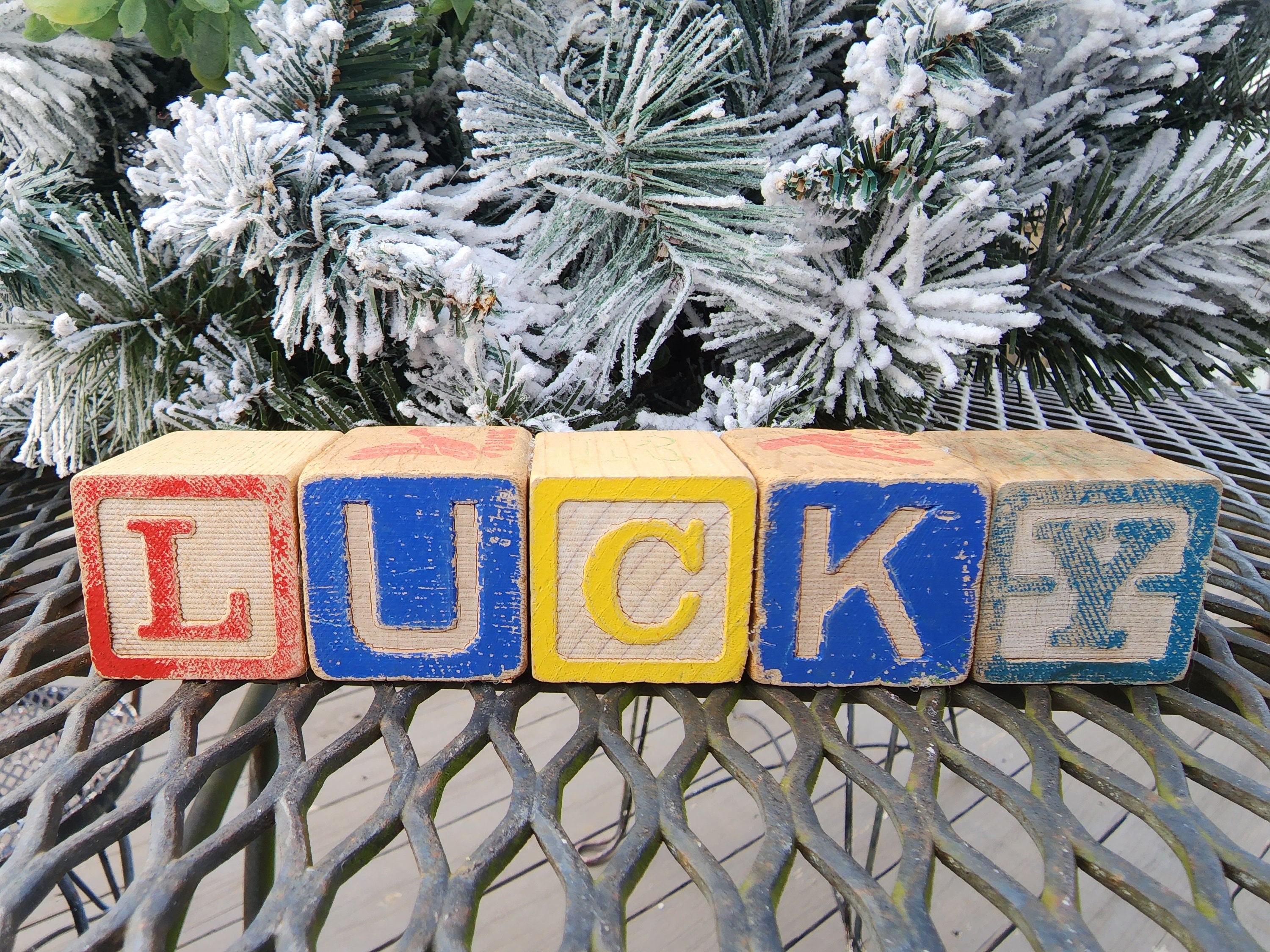 Vintage LUCKY Alphabet Block Word Small Size Block Etsy