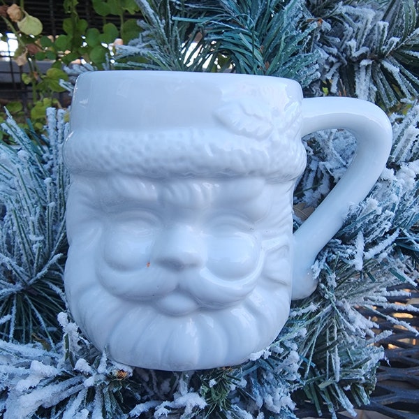 Vintage Christmas Santa Mug, white