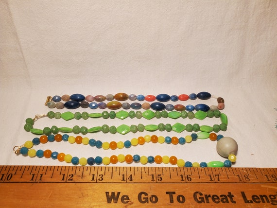 Vintage set of 3 Mardi Gras Necklaces, multi-colo… - image 3