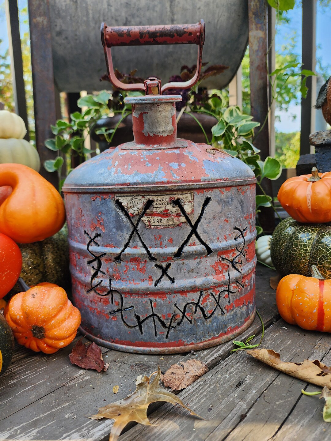 Vintage Gas Can Jackolantern Halloween Etsy