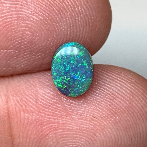 Pinfire Full Face Green. Lightning Ridge Black Opal. 0.78 Ct