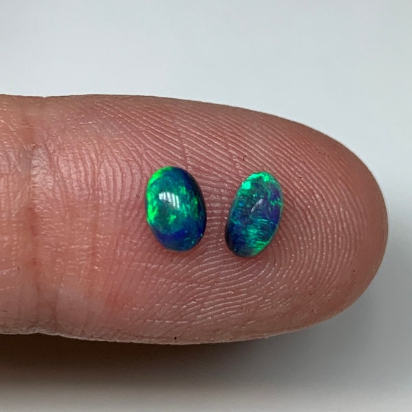 Petite Pair. Lightning Ridge Black Opal. 0.55 Ct