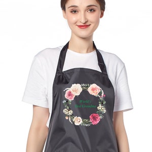 Personalised Wipeable Sanitazible Black Waterproof Soft PVC Apron with Adjustable Neck Strap and Front Pocket, Add Your Text and Logo image 6