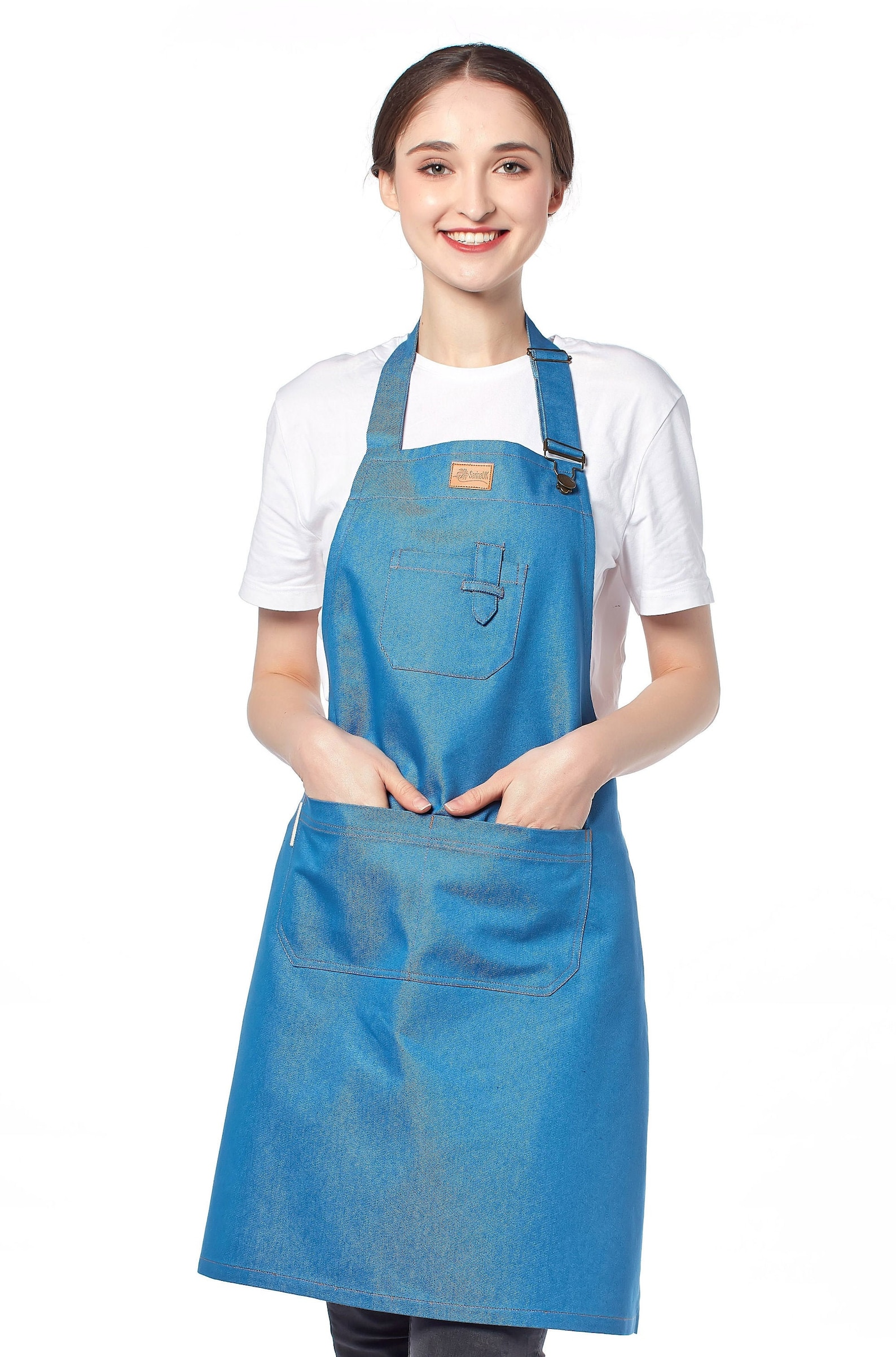 Luxury Light Blue Denim Apron With Adjustable Neck Strap and Etsy