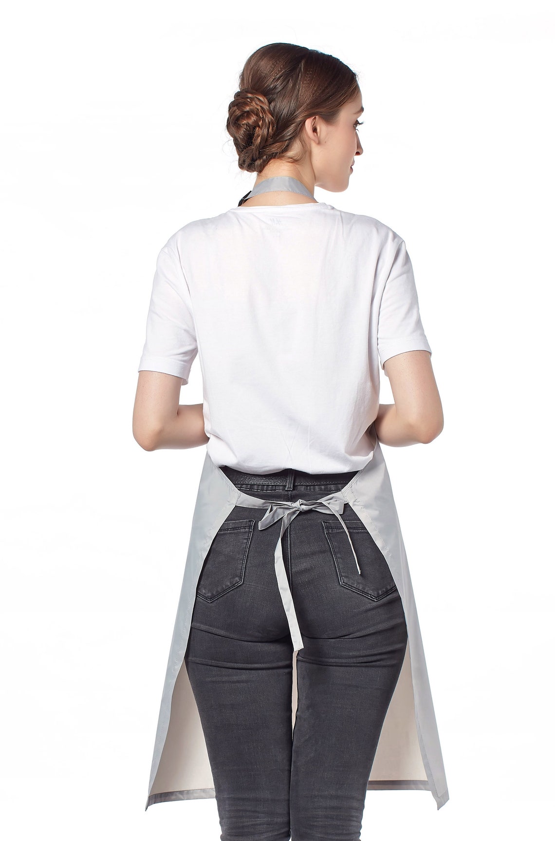 Personalised Wipeable Sanitazible Silver Waterproof PVC Apron With ...