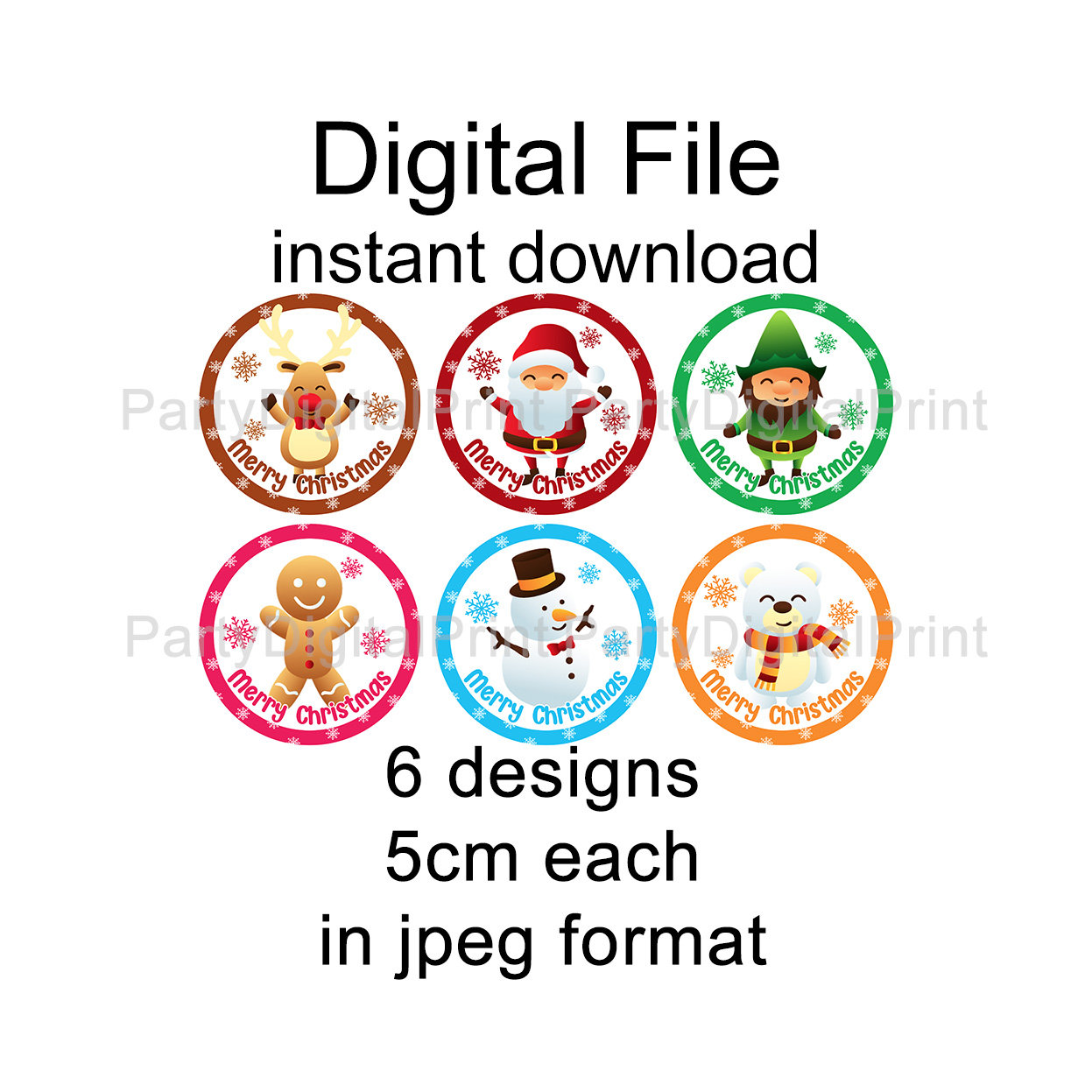 Christmas Cupcake Topper / Instant Download / Santa Deco Etsy