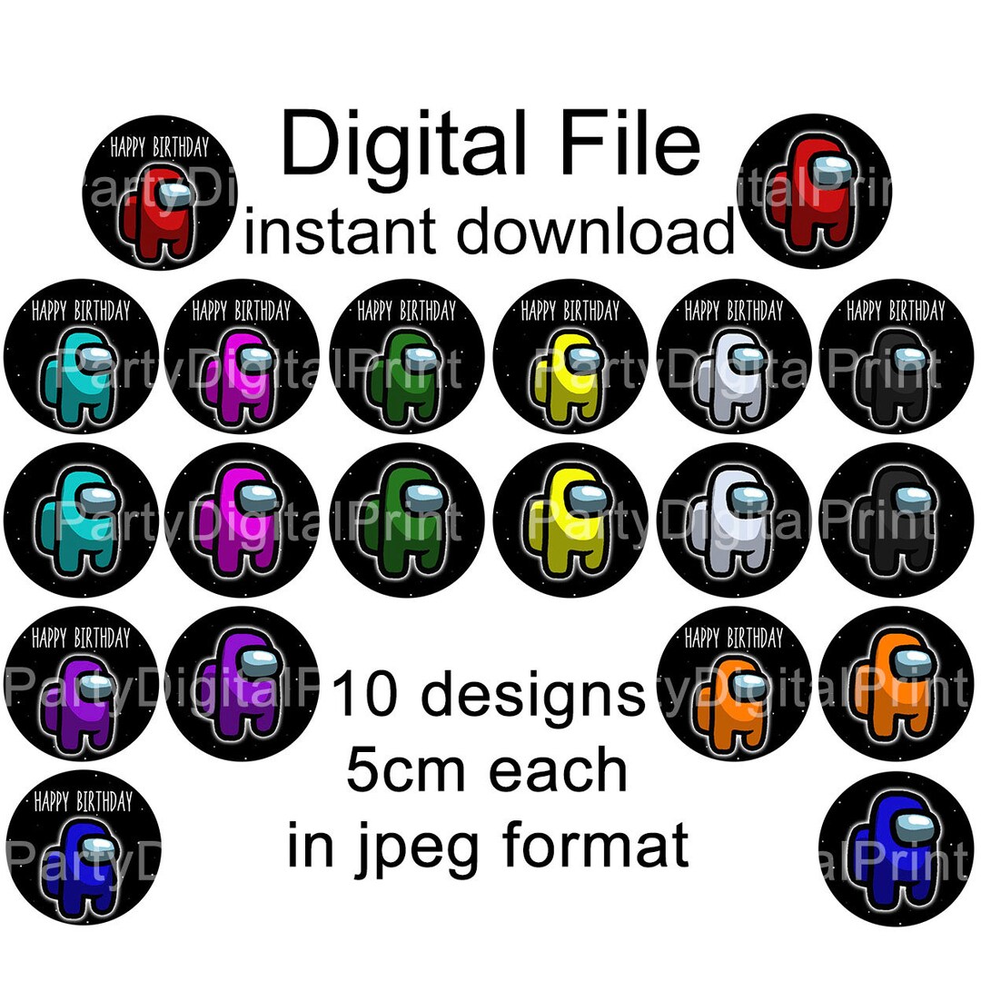 Among Us Cupcake Topper / Instant Download / Birthday Deco Etsy