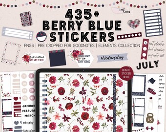 400+ Digital Stickers Goodnotes 4th July Summer Floral Sticker Book Aesthetic Planner Stickers Red Glitter Blue Plaid Functional BEF