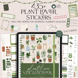 Plant Lover Digital Stickers Goodnotes Botanical Functional Sticker Green Sticker Book Elements Collection PreCropped Stickers PLF