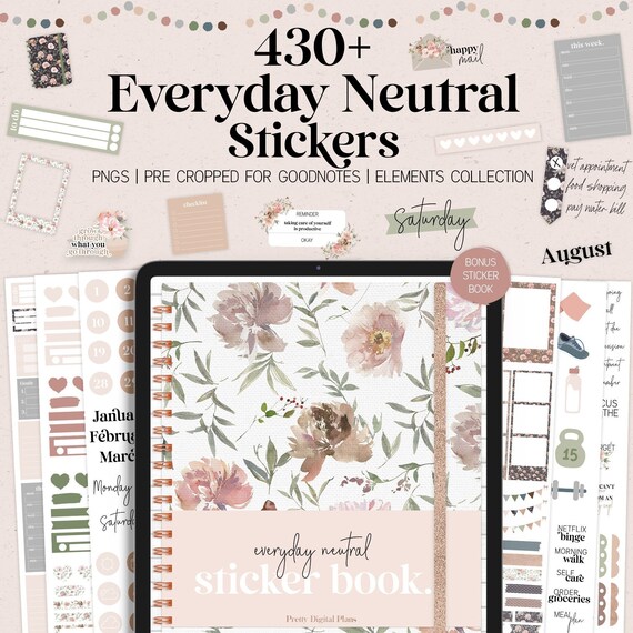 Everyday Digital Stickers Goodnotes Neutral Functional Etsy