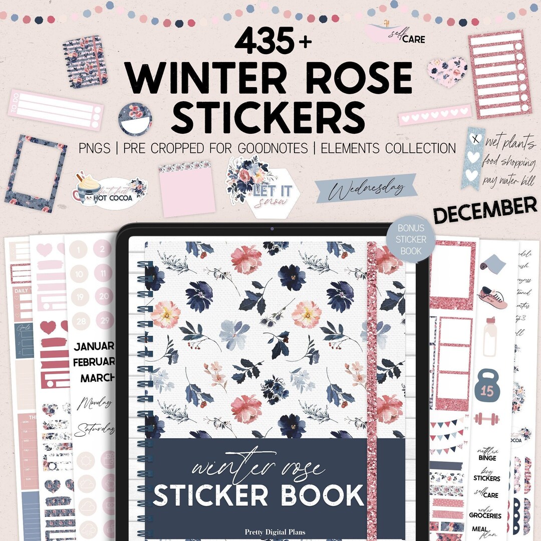Winter Digital Stickers Goodnotes Watercolour Floral Sticker Book ...