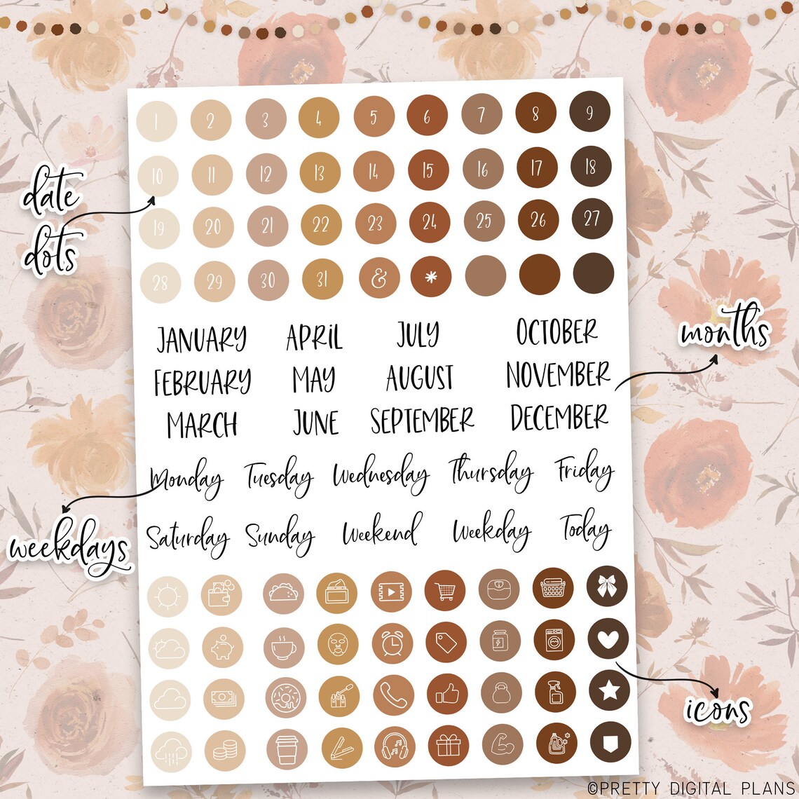Fall Digital Stickers Goodnotes Floral Sticker Book Autumn Planner ...