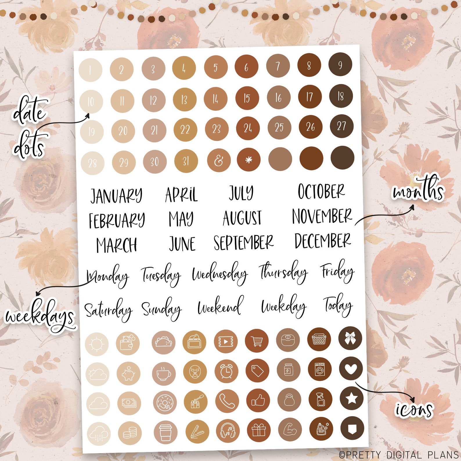 Fall Digital Stickers Goodnotes Floral Sticker Book Autumn Planner ...