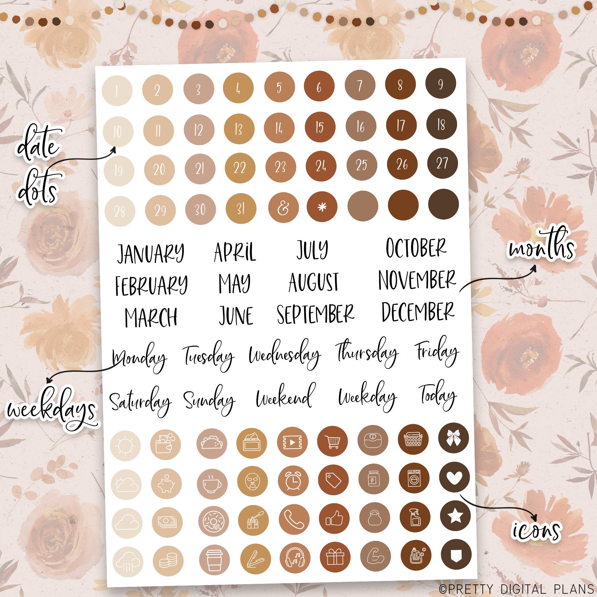 Fall Digital Stickers Goodnotes Floral Sticker Book Autumn Planner ...