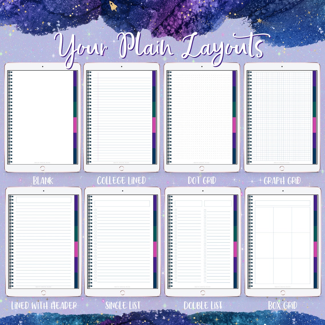 6 Subject Galaxy Notebook for Goodnotes Notebook Hyperlinked Etsy