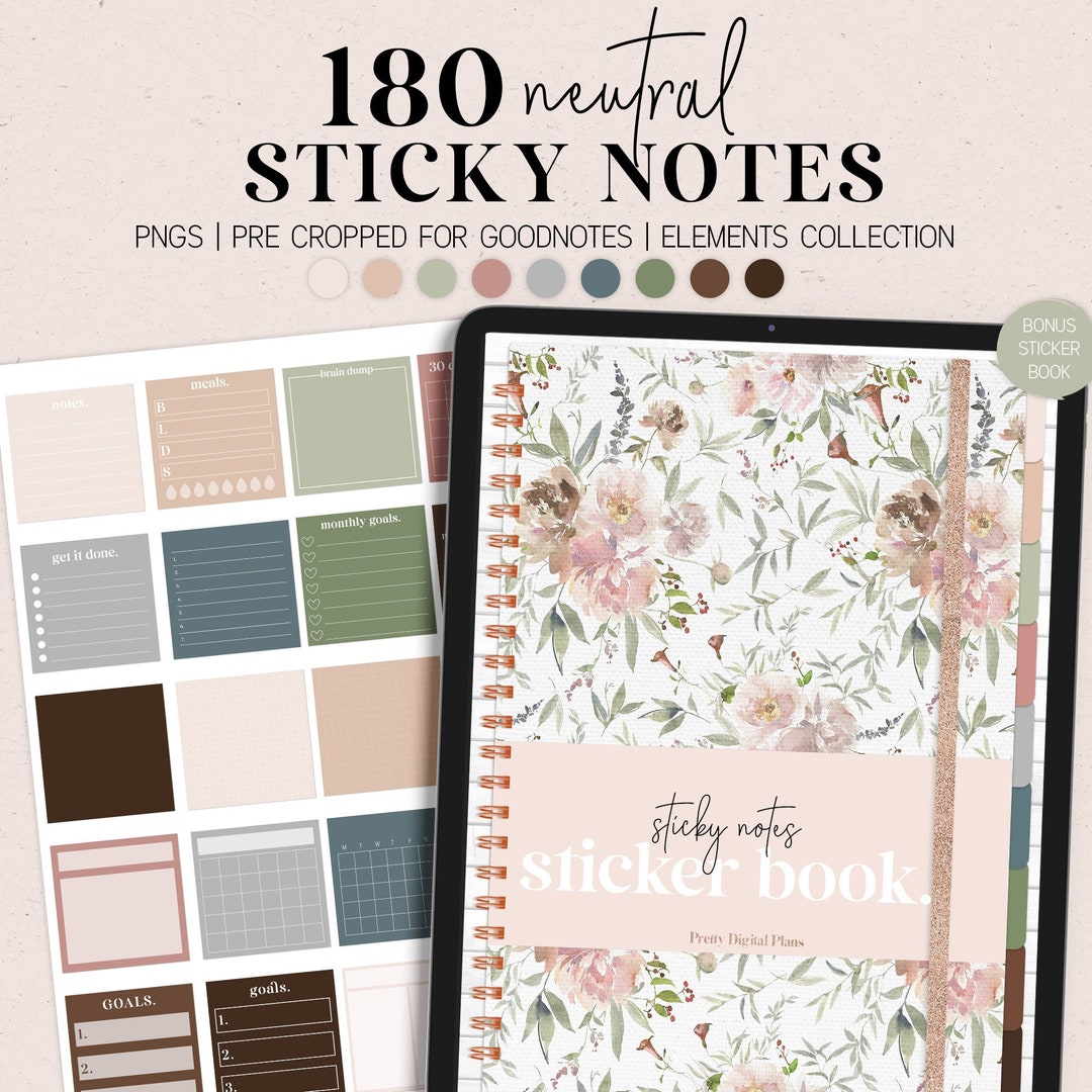 Neutral Sticky Notes Digital Stickers Goodnotes Precropped - Etsy